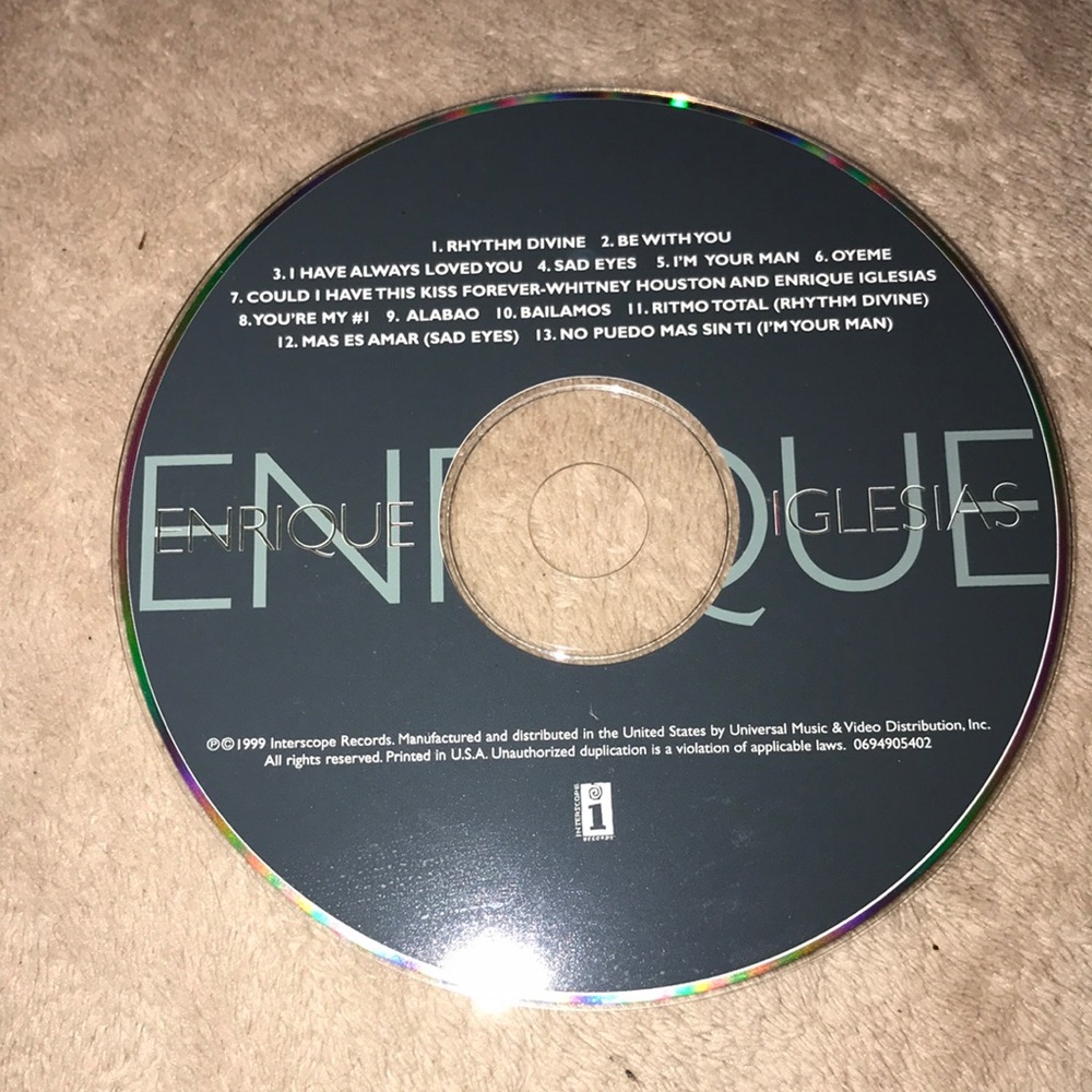 1999 Interscope Records Enrique Iglesias CD 💿